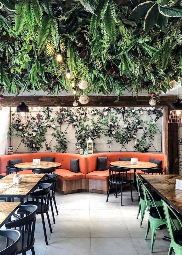 Restaurant Interior with Plants